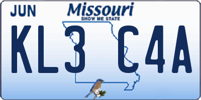 MO license plate KL3C4A