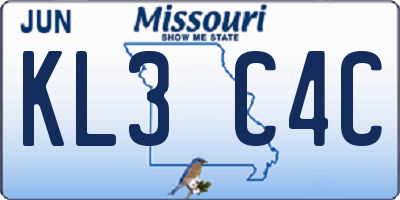 MO license plate KL3C4C