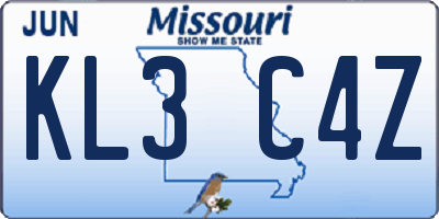 MO license plate KL3C4Z