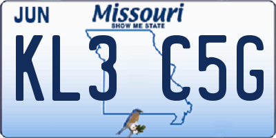 MO license plate KL3C5G