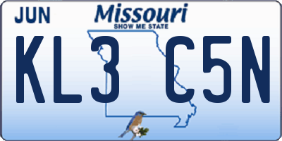 MO license plate KL3C5N
