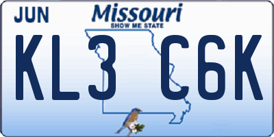 MO license plate KL3C6K
