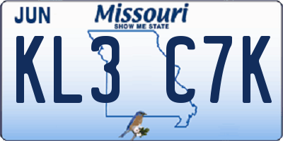MO license plate KL3C7K