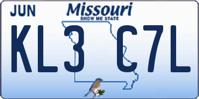 MO license plate KL3C7L