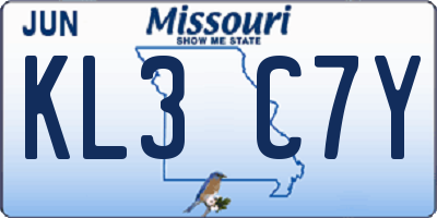 MO license plate KL3C7Y