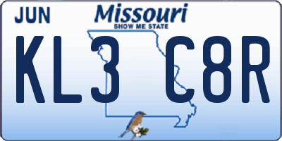 MO license plate KL3C8R