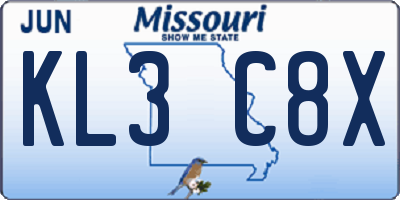 MO license plate KL3C8X