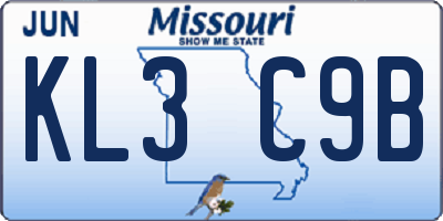 MO license plate KL3C9B