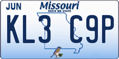 MO license plate KL3C9P