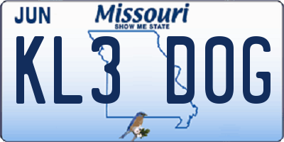 MO license plate KL3D0G