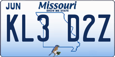 MO license plate KL3D2Z