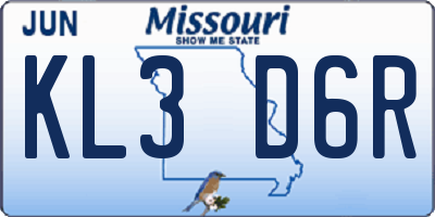 MO license plate KL3D6R