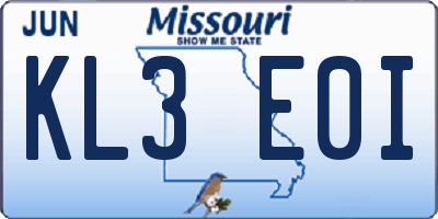 MO license plate KL3E0I