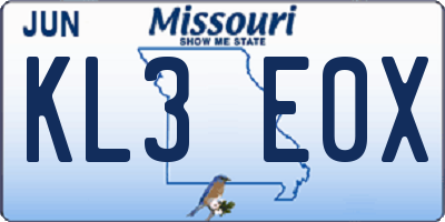 MO license plate KL3E0X
