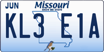 MO license plate KL3E1A