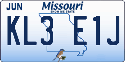 MO license plate KL3E1J
