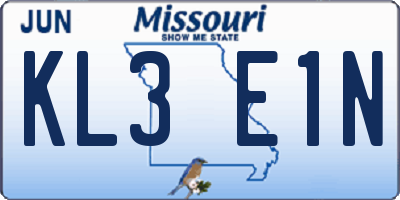MO license plate KL3E1N