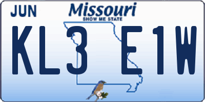 MO license plate KL3E1W