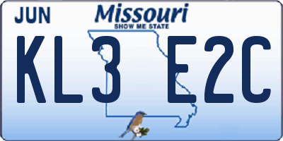 MO license plate KL3E2C