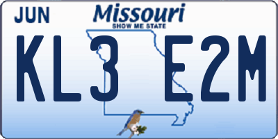 MO license plate KL3E2M