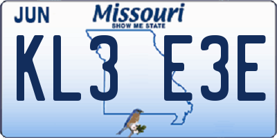 MO license plate KL3E3E
