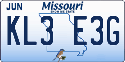 MO license plate KL3E3G