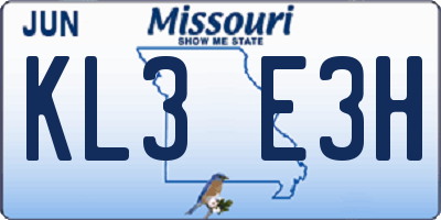 MO license plate KL3E3H