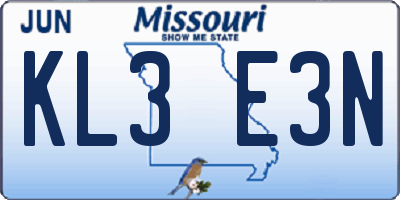 MO license plate KL3E3N