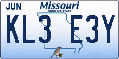 MO license plate KL3E3Y