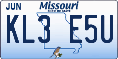 MO license plate KL3E5U