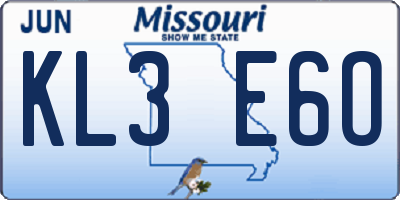 MO license plate KL3E6O