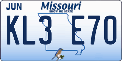 MO license plate KL3E7O