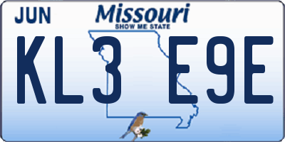 MO license plate KL3E9E