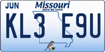 MO license plate KL3E9U