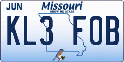 MO license plate KL3F0B
