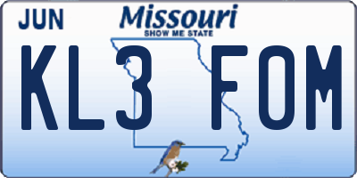 MO license plate KL3F0M