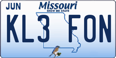 MO license plate KL3F0N