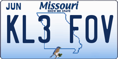 MO license plate KL3F0V