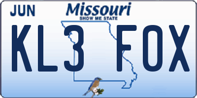 MO license plate KL3F0X