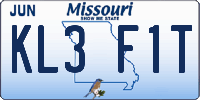 MO license plate KL3F1T