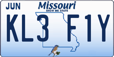 MO license plate KL3F1Y