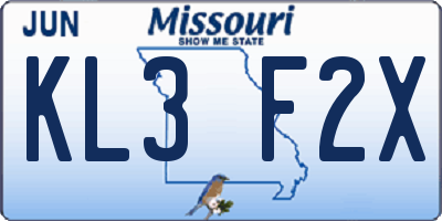 MO license plate KL3F2X