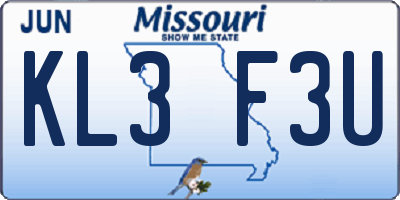 MO license plate KL3F3U