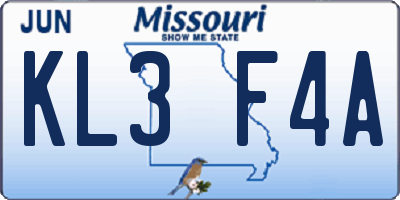 MO license plate KL3F4A