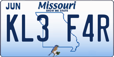 MO license plate KL3F4R