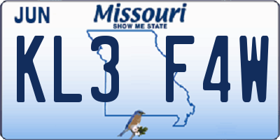 MO license plate KL3F4W
