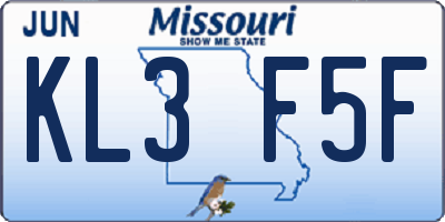 MO license plate KL3F5F
