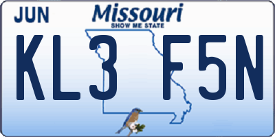 MO license plate KL3F5N