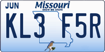 MO license plate KL3F5R