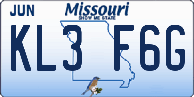 MO license plate KL3F6G